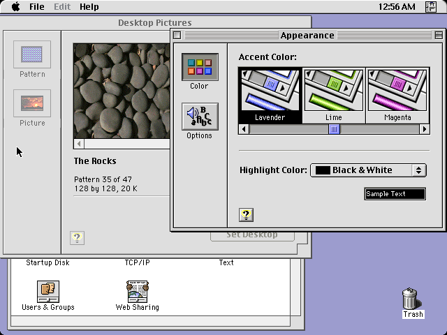 Mac OS 8.1 Window Appearance Settings (1998)